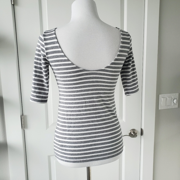 SALE! Striped Scoop Neck, Low Back Shirt - Picture 2 of 5